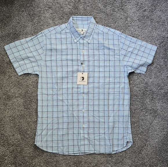 Duck Head Quinton Plaid Linen Cotton Oxford Sport Shirt NEW size medium - Picture 1 of 8